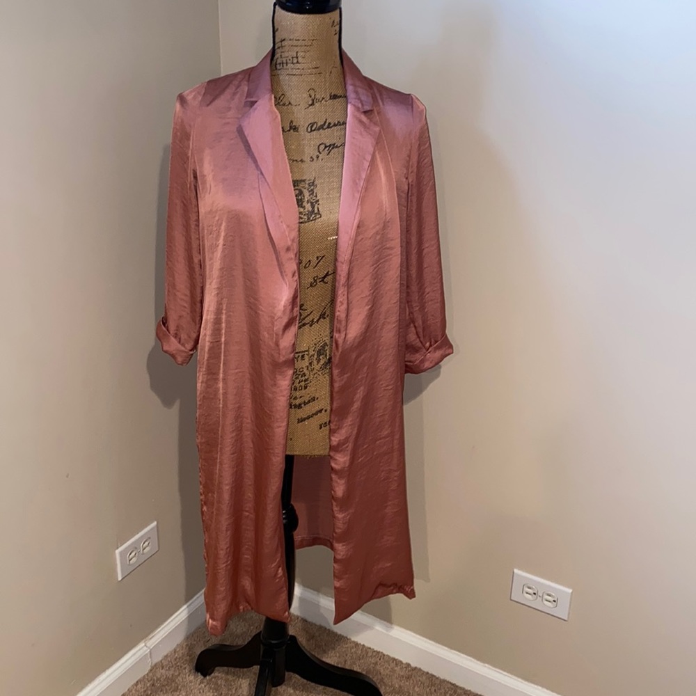Pink satin duster jacket